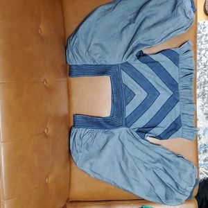 NWT Love the Label Smocked Puff Sleeve Denim top